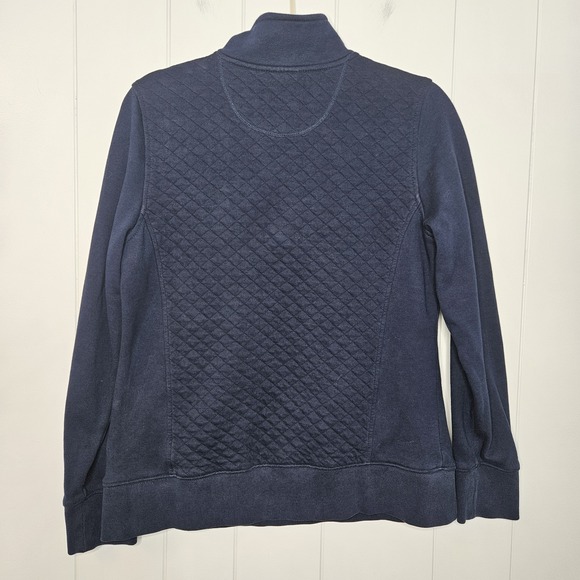 LL Bean Sweatshirt Medium Women's Navy Blue Funnel Neck - Picture 2 of 2